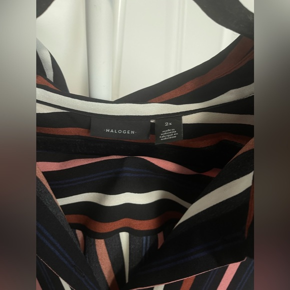 2XL Halogen Striped Loose Button Down Blouse - Picture 4 of 5